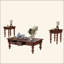 Ensemble de 3 tables basses en bois massif avec tiroir, table basse rétro et 2 tables d'appoint de bout pour le salon, le bureau et un appartement-1108426055