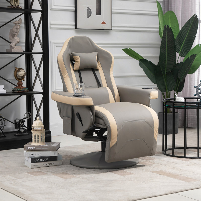 Faux Leather Swivel Recliner