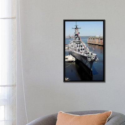 The Decommissioned US Navy Battleship, USS Wisconsin, Berthed To The Pier by Stocktrek Images - Wrapped Canvas Gallery-Wrapped Canvas Giclée