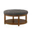 Grande table basse rembourrée capitonnée en lin gris anthracite-130463051-130463054