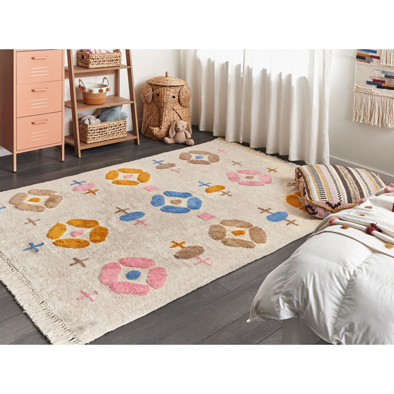 Sandown Floral Cotton Area Rug, Rectangle 160cm x 230cm