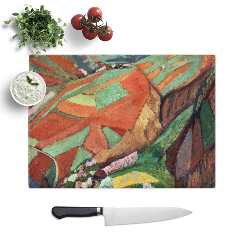 Tempered Glass Cultivated Hills Chopping Board, 39 cm W x 28.5 cm L