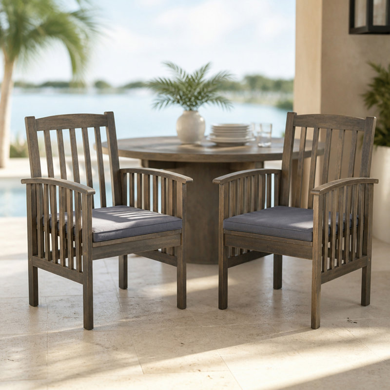 CHAISE DE SALLE À MANGER CASA ACACIA, 2 PIÈCES avec 2 coussins, DARK GREY