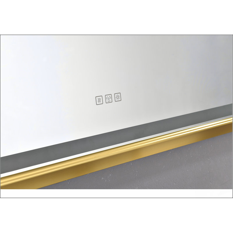 Miroir de salle de bain 60 po x 48 po à DEL avec cadre en aluminium, anti-buée, mémoire, 3 couleurs, réglable en continu