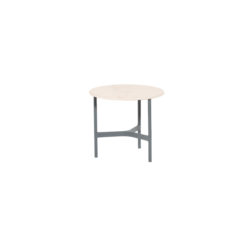Twist Outdoor Round Coffee Table, 17.79" H x 35.5" W x 35.5" D, Light Gray/Travertine Look