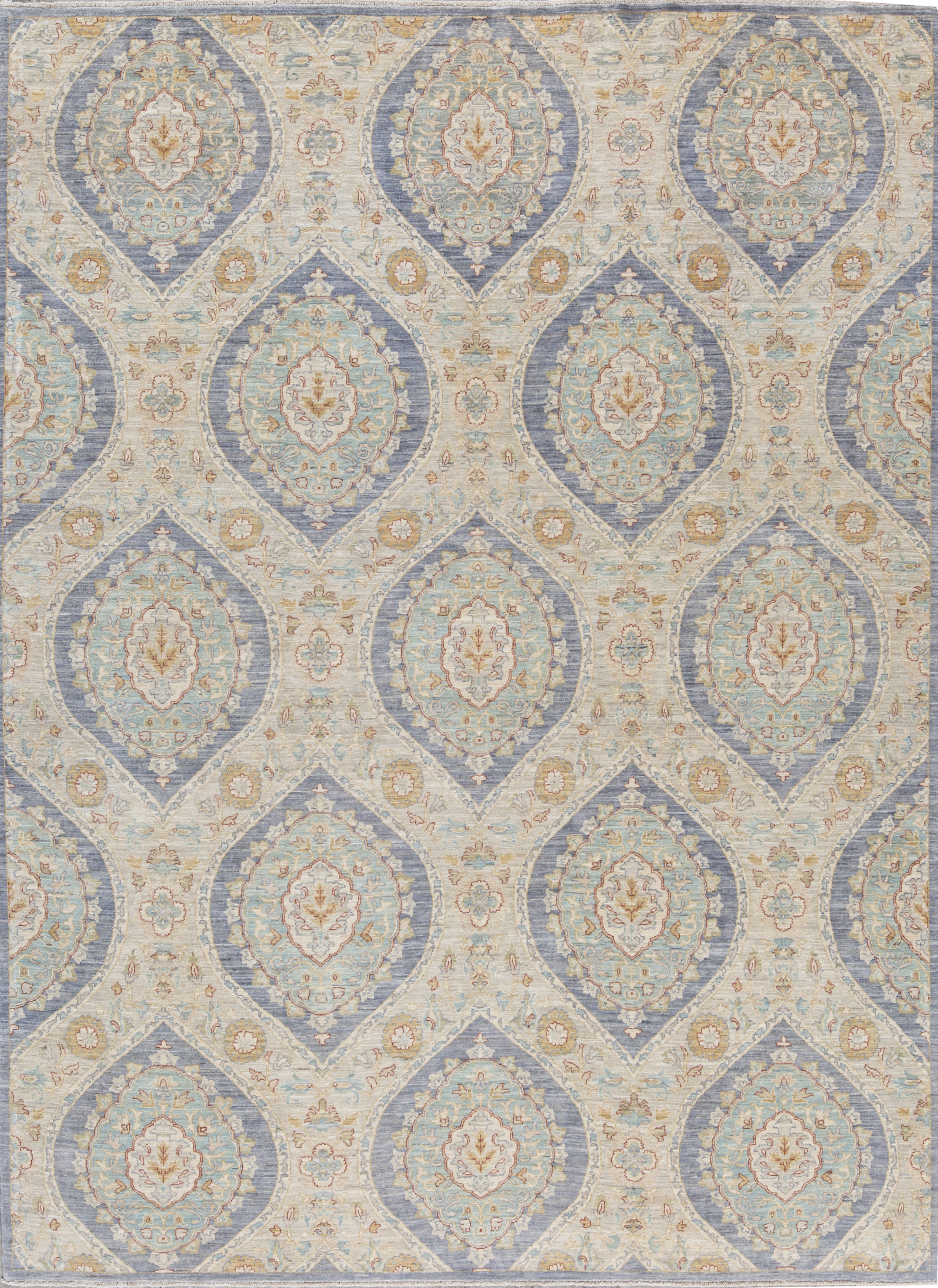 Bokara Rug Co., Inc. Ziegler Hand-Knotted High-Quality Yellow and Blue ...