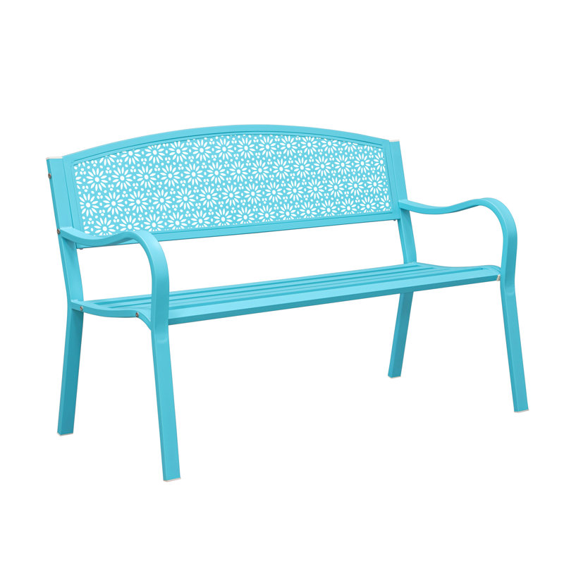 Banc d'extérieur en métal Brka, Bleu sarcelle