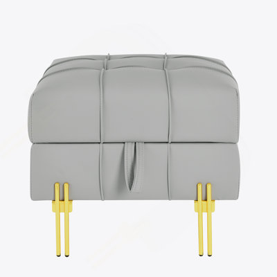 Rectangle Tufted Upholstered Leather Ottoman