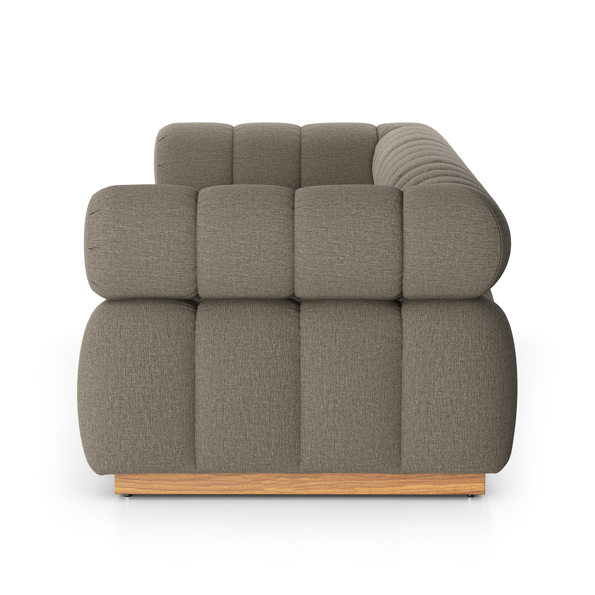 Martinique Outdoor 3Pc Sectional W/ Ottoman-Hayes Cream, Symmetrical, Alessi Fawn Cushion/Natural Teak Frame