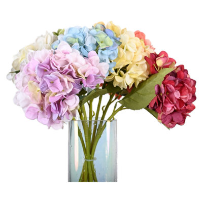 Artificial Hydrangea Floral Arrangement In Vase, Long Stem Faux Flower With Faux Water For Dining Table Centerpieces, Home Wedding Party Decor Indoor