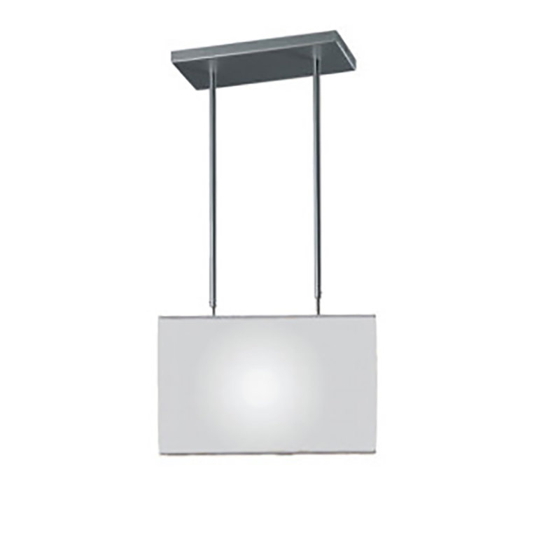 Blissy 1-Light Single Rectangle Pendant, Gray Metal with White Shade