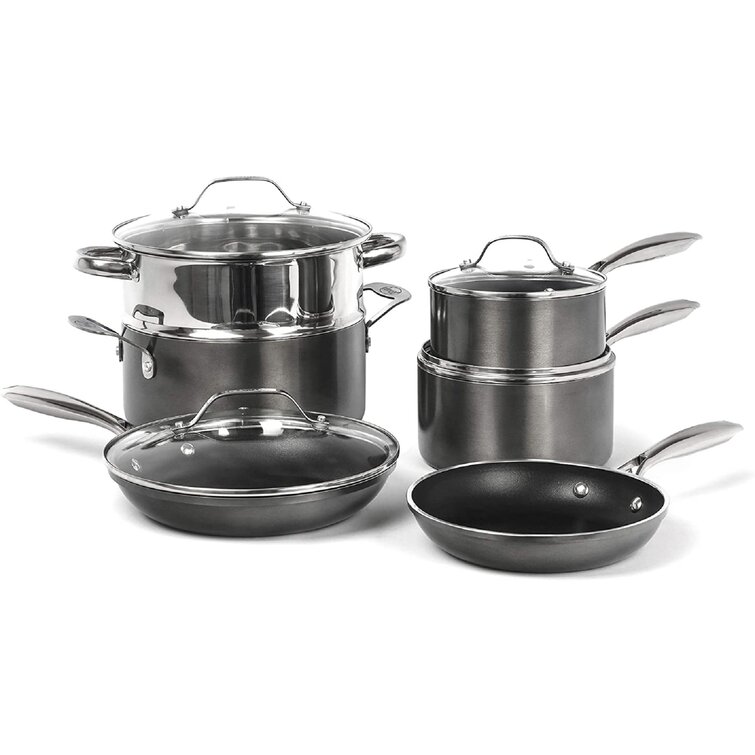 Stainless Steel Pots and Pans Set Ceramic Nonstick, 10 Pieces