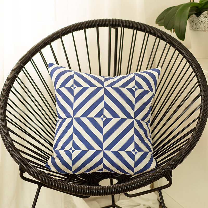 Geometric Square Diagram Pillow Cover, Navy