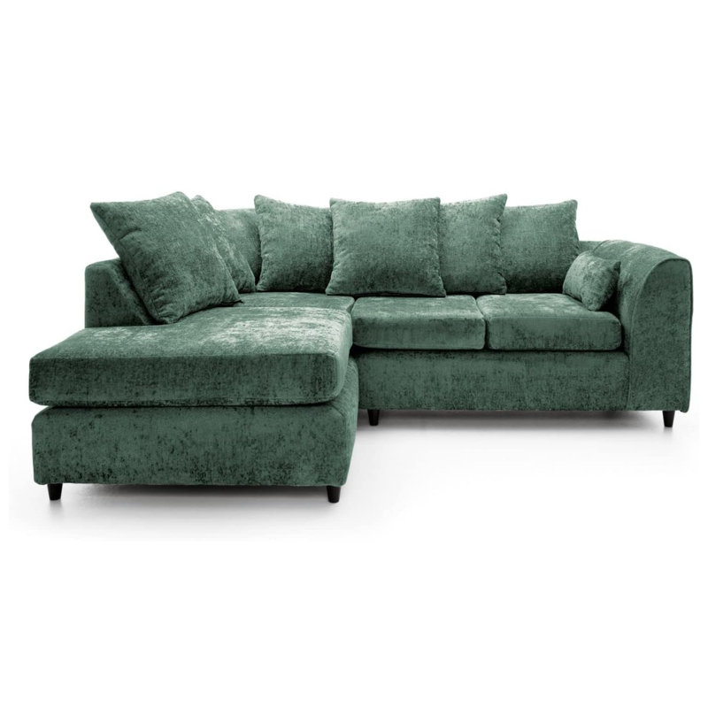 4 Seater Sofa & Chaise, Left, Green