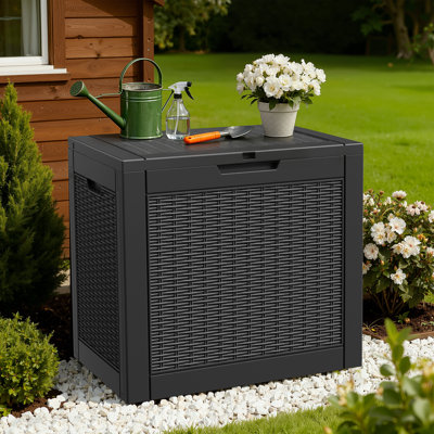 Rattan-Textured Waterproof Deck Box: Multi-Functional Storage Solution for Indoor & Outdoor Spaces