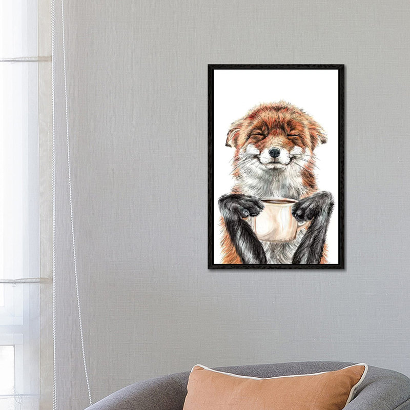 Morning Fox by Holly Simental - Print on Canvas, 66.04 cm H x 45.72 cm W, Black Framed