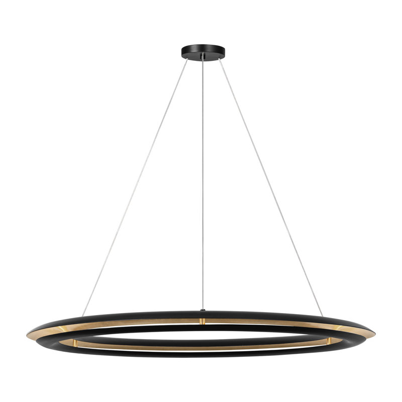 Chapman & Myers Cielo 1 Light Dining Room Chandelier With Shade, Midnight Black, 2.375" H x 42" W x 42" D, 45 W