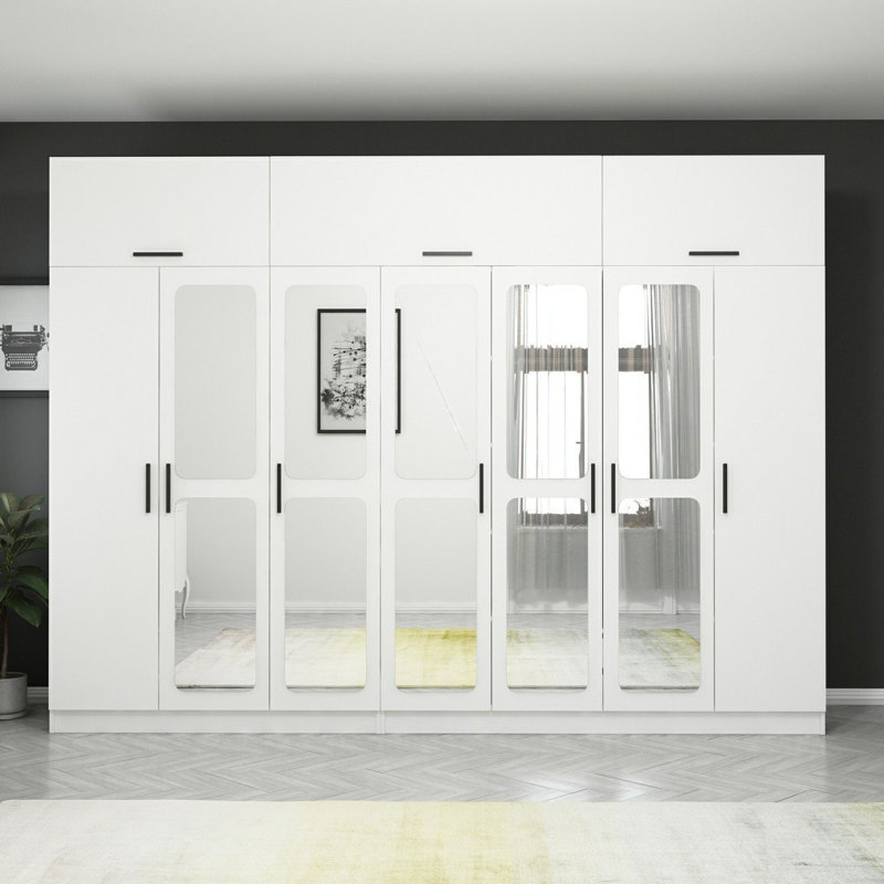 Elina 7 Door Manufactured Wood Wardrobe, 235cm H x 315cm W x 52cm D