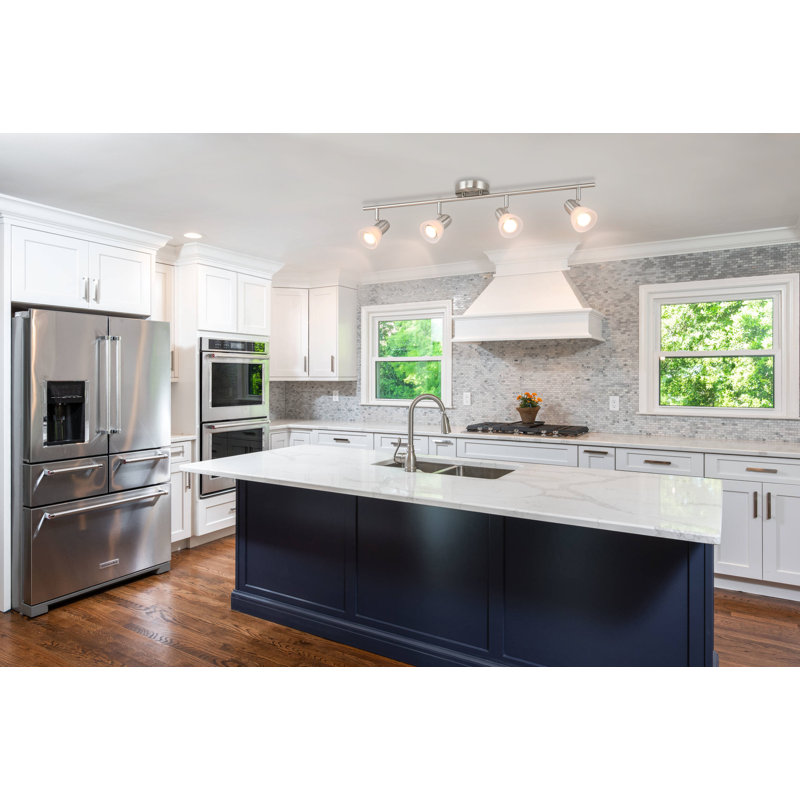 Brushed Nickel 4-Light Modern Track Lighting with Glass Shades