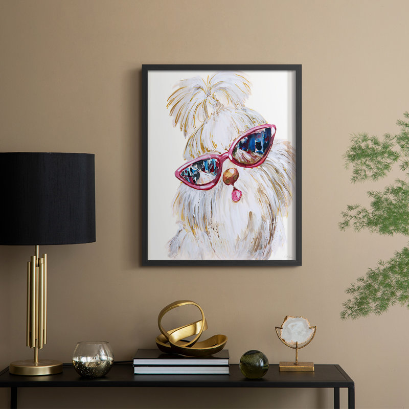 Shi Tzu Shades, reproduction encadrée - bois massif, Noir, noir, noir, noir, H 30 po x l 24 po