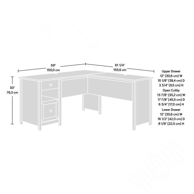 L-Shaped Desk, Finish, White