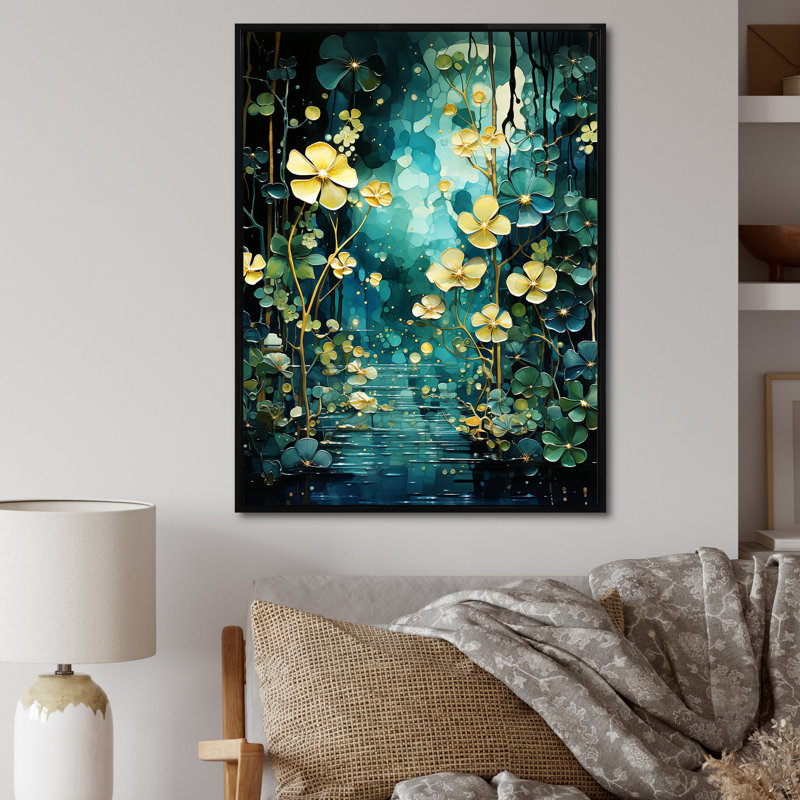 Abstract Forest River Pulse III, reproduction d'art sur toile, Cadre noir, H 20 po x l 12 po x P 1 po