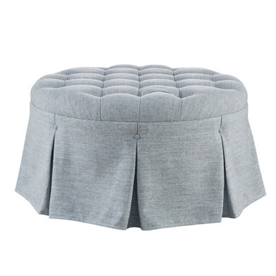 Skirted Tufted 32" Round Ottoman