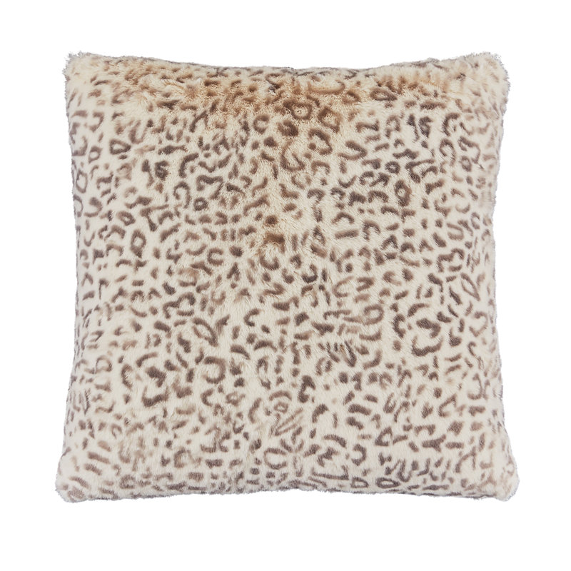 Beige and White Faux-Fur Snow Leopard 20" Throw Pillow