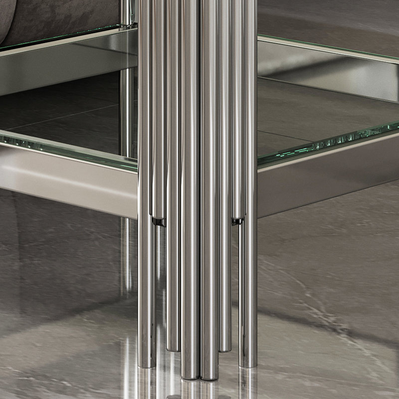 Table de bout moderne en verre trempé avec argent - Maximiser le rangement, facile à nettoyer et à entretenir
