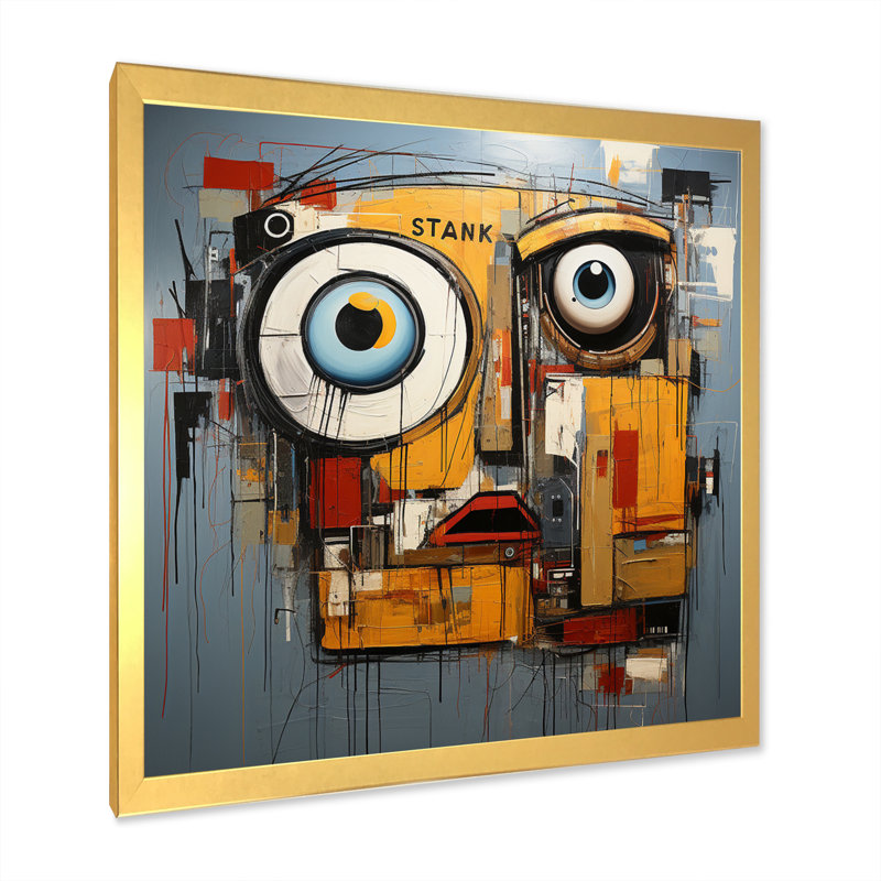 Pop Pop Robot VI - Imprimé, Cadre doré à une seule photo, H 30 po x l 30 po x P 1 po