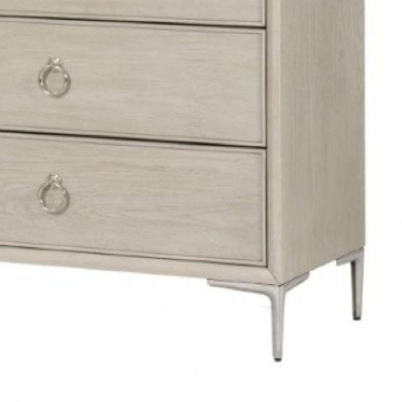 Commode haute Kaira, 5 tiroirs, détails en métal, Champagne
