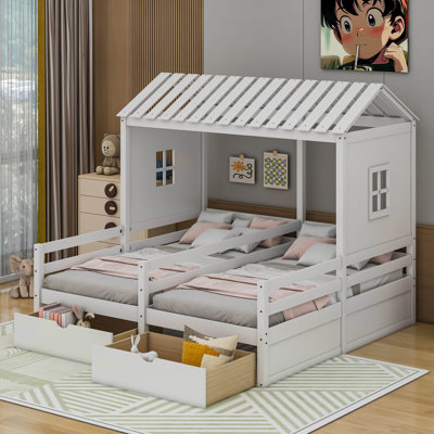 Keedysville Twin Size House Platform Beds with Two Drawers
