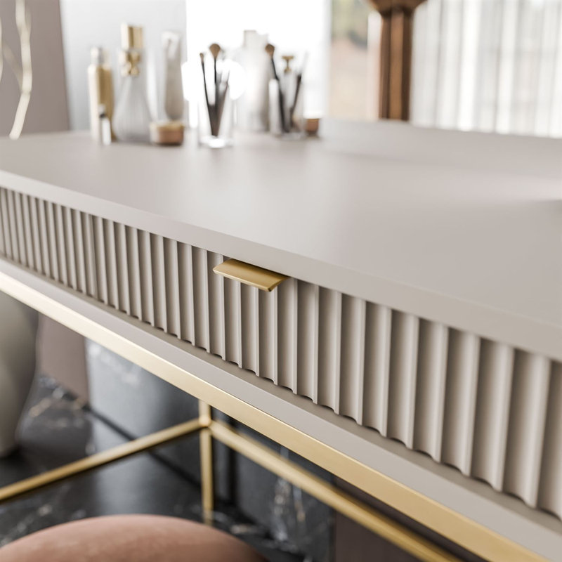 Dressing Table with Mirror, Cashmire/Gold
