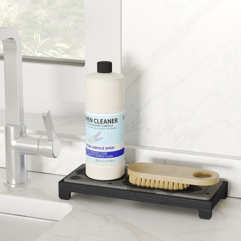 DryingNeat Instant Dry Sink Caddy, Kitchen Sponge & Soap Holder, Fast-Drying Countertop Organizer Tray, Black
