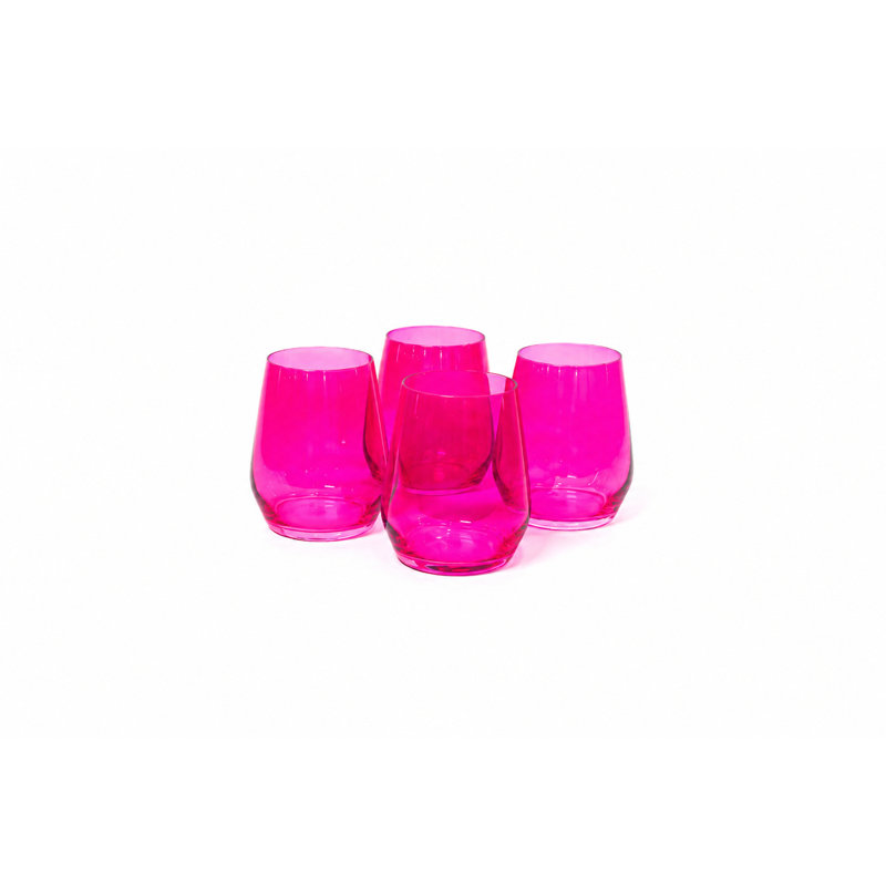 Verre à vin rose vif chaud - ensemble de 2 - sans pied, Hot Pink