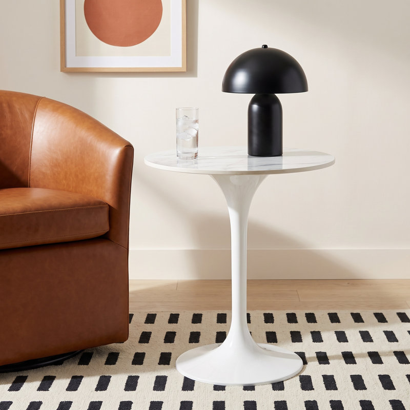 Flow Side Table With High Gloss White Ceramic Top And High Gloss Base, White