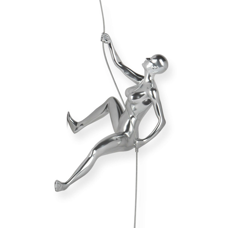 Handmade Modern People Wall Decor on Resin, Silver