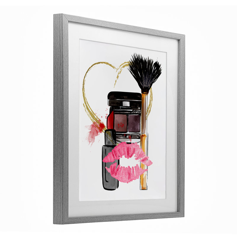 Mwah Beauty Products & Kiss, reproduction encadrée sous verre, conception de Jesse Keith, H 16 po x l 13 po