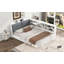 Lit plateforme en bois avec tête de lit, tablettes et 2 tiroirs-804465462