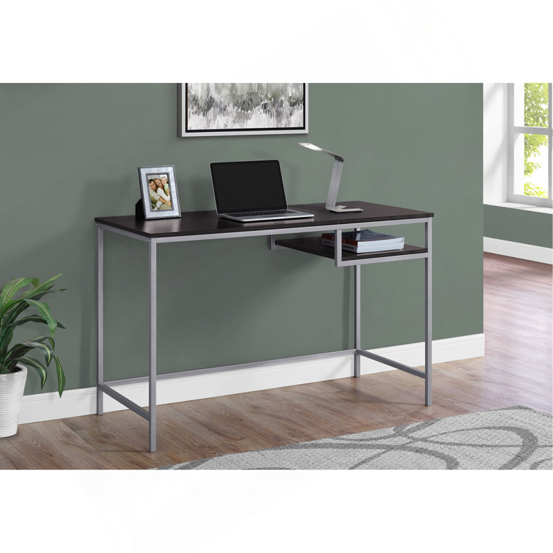Computer Desk, Home Office, Laptop, Work, White Laminate, Metal, Contemporary, 30" H x 48" W x 22" D, Espresso