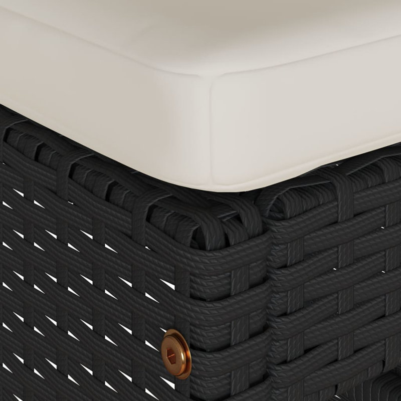  Ensemble de 2 tabourets de jardin Garden en poly rotin noir, acier thermolaqué
