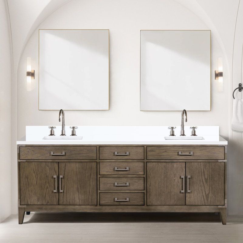 Ensemble de meuble-lavabo double en chêne gris l 84 po x P 22 po Laurel