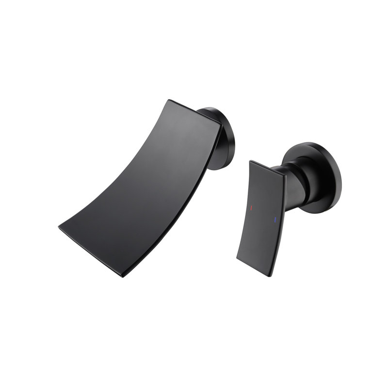 Wall-mounted widespread bathroom faucet with single handle design for bathroom sinks and bathtubs, Matte Black