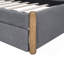 Lit plateforme tapissier avec pieds de support en bois et lit gigogne simple
