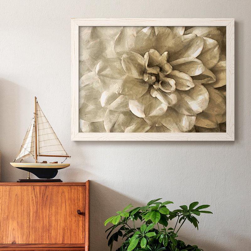 «Neutral Wall Flower III», impression sur toile par J Paul, Cadre photo blanc, H 28 po x l 42 po x P 1,5 po
