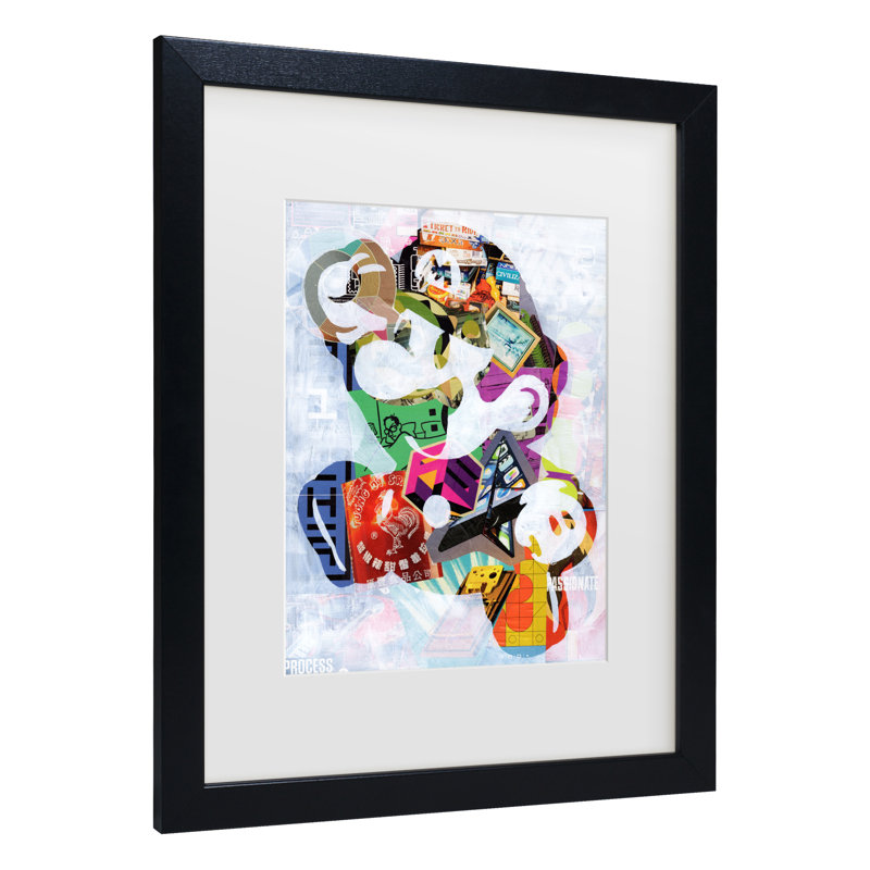 Art encadré «Mario», Noir, H 16 po x l 13 po x P 0,75 po