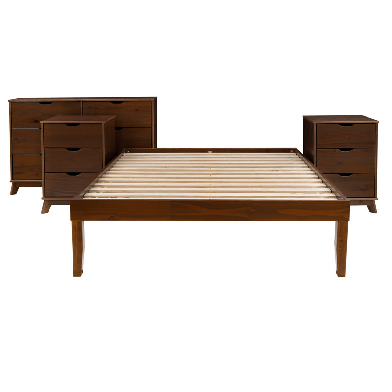 Ensemble de chambre à coucher 4 pièces Marialana, Walnut, Double