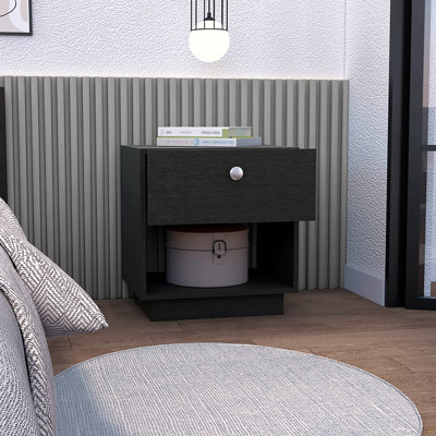 1 Drawer Nightstand, Open Lower Shelf