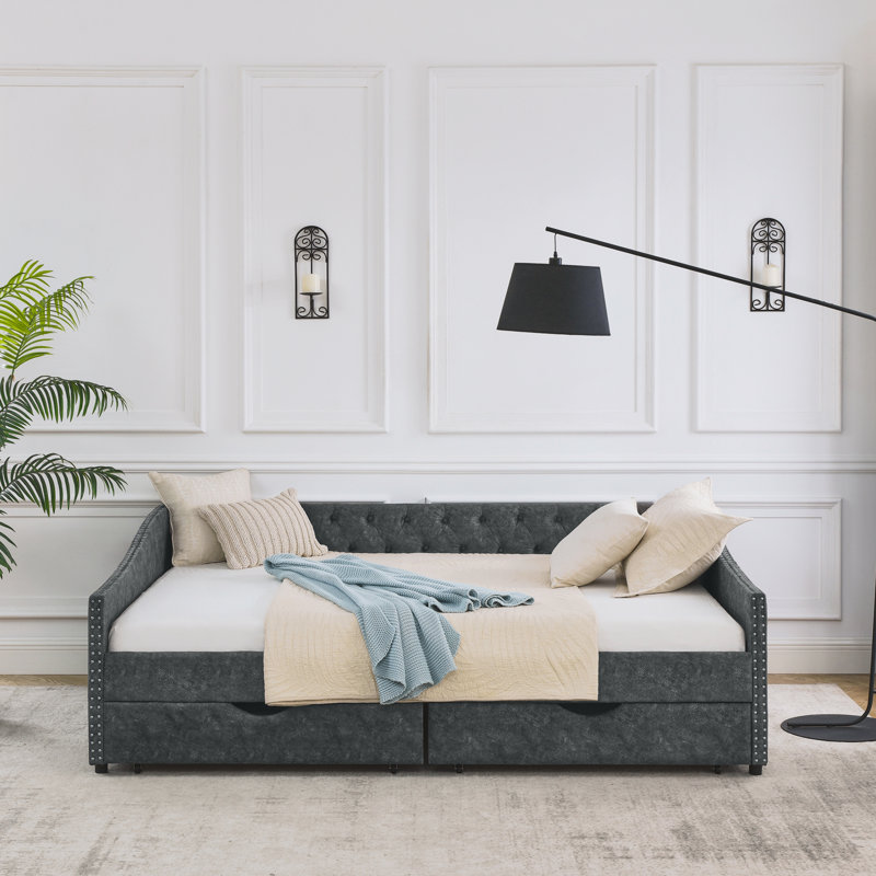 Nadege Upholstered Daybed, Gray, Queen