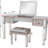 Mirrored Vanity Table For Bedroom - Makeup Desk With 2 Smooth-gliding Drawers Crystal Metal Drawer Pulls Dressing Mirror Easy Surface And Materials